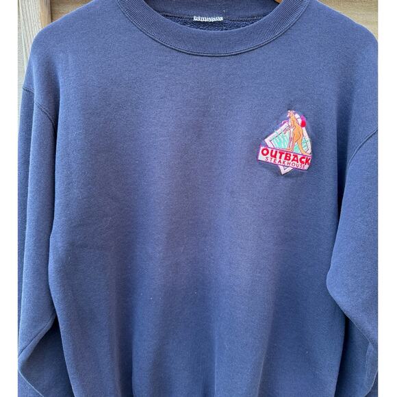 Outback Steakhouse Vintage Embroidered Kangaroo blue crewneck sweatshirt Sz XL - Picture 5 of 7